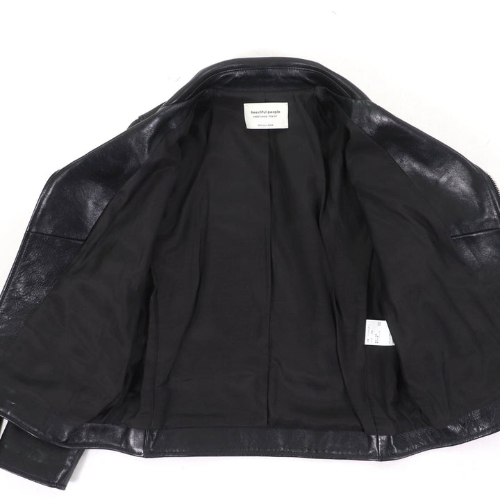 Great beautiful people Leather jacket Lamb leather black Sheep leather Kids 1825402411