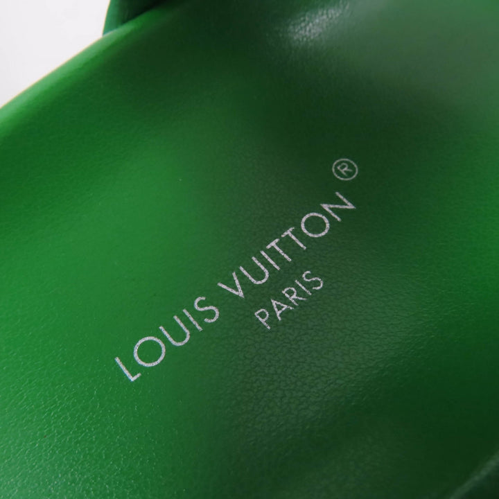 Pristine LOUIS VUITTON Sandals LV logo back strap green Patent leather Women 36