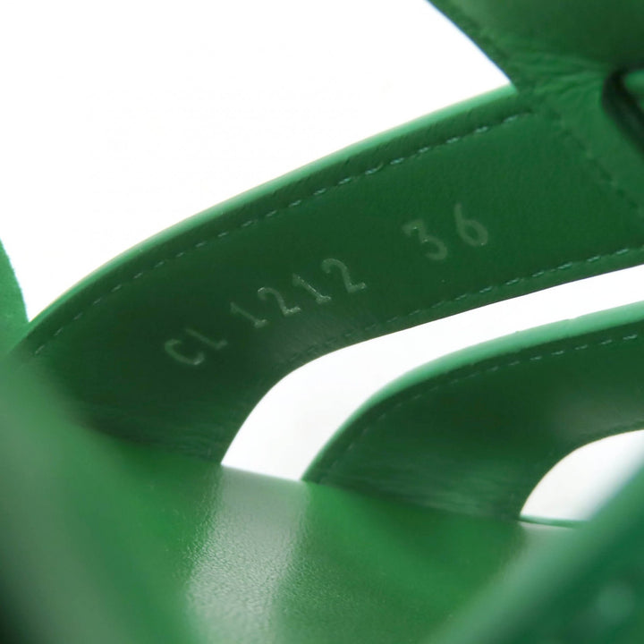 Pristine LOUIS VUITTON Sandals LV logo back strap green Patent leather Women 36