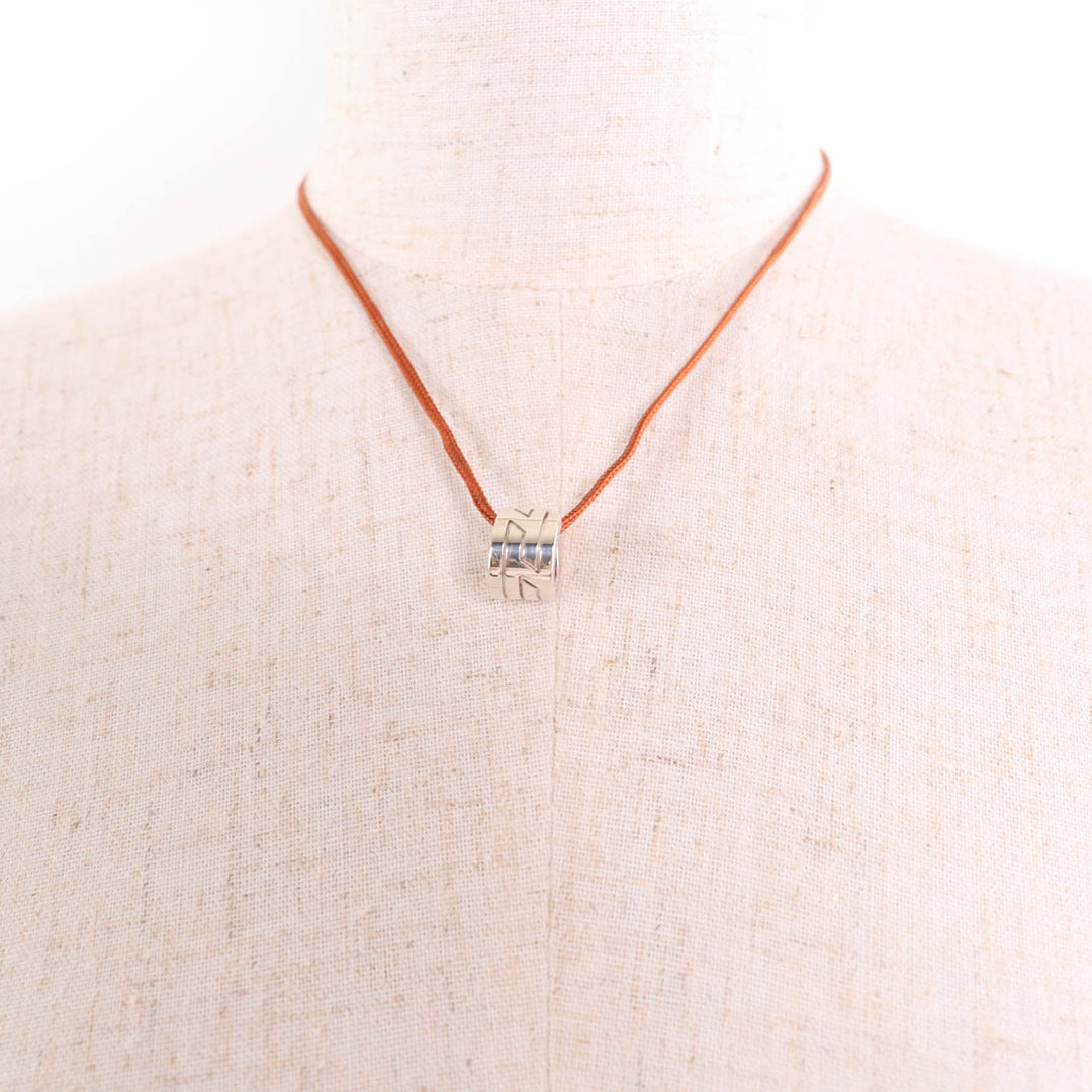 Very Good HERMES Necklace Move ash Pendant Silver brown 925 Women