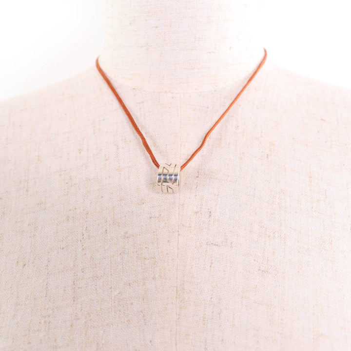 Very Good HERMES Necklace Move ash Pendant Silver brown 925 Women