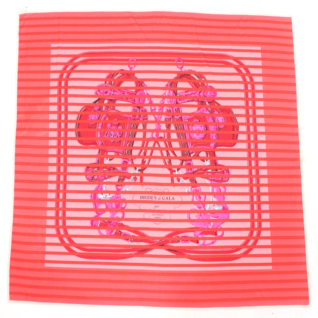 Excellent HERMES scarf BRIDES de GALA Brides for ceremonies Red series silk Women