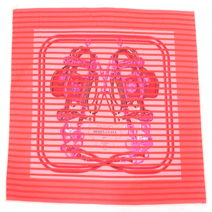 Excellent HERMES scarf BRIDES de GALA Brides for ceremonies Red series silk Women