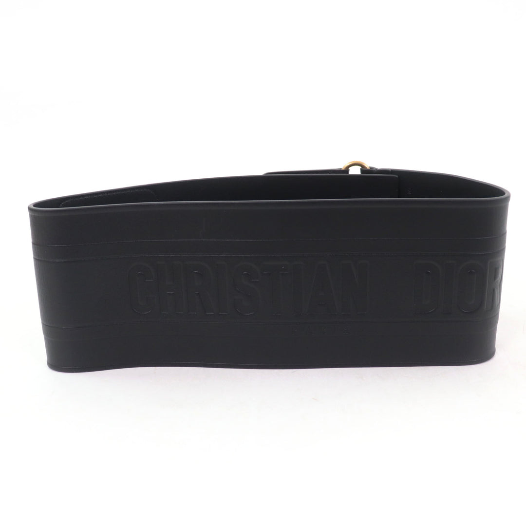 Excellent Christian Dior belt D-WAIST Maxi Double gold buckle black leather