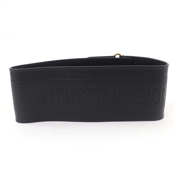 Excellent Christian Dior belt D-WAIST Maxi Double gold buckle black leather