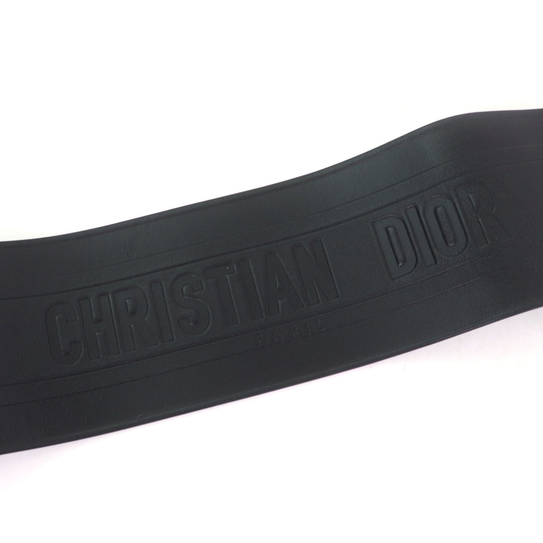 Excellent Christian Dior belt D-WAIST Maxi Double gold buckle black leather