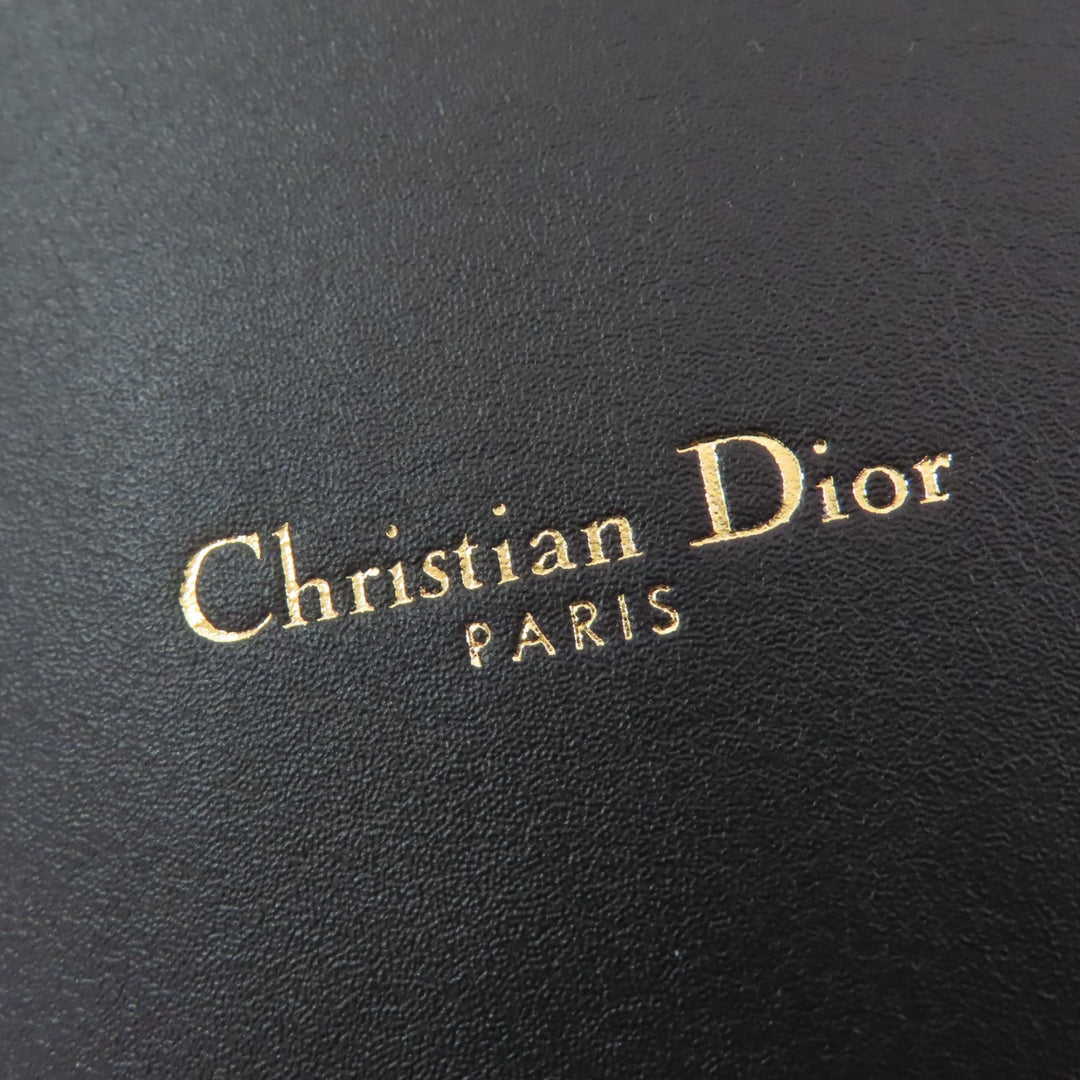 Excellent Christian Dior belt D-WAIST Maxi Double gold buckle black leather