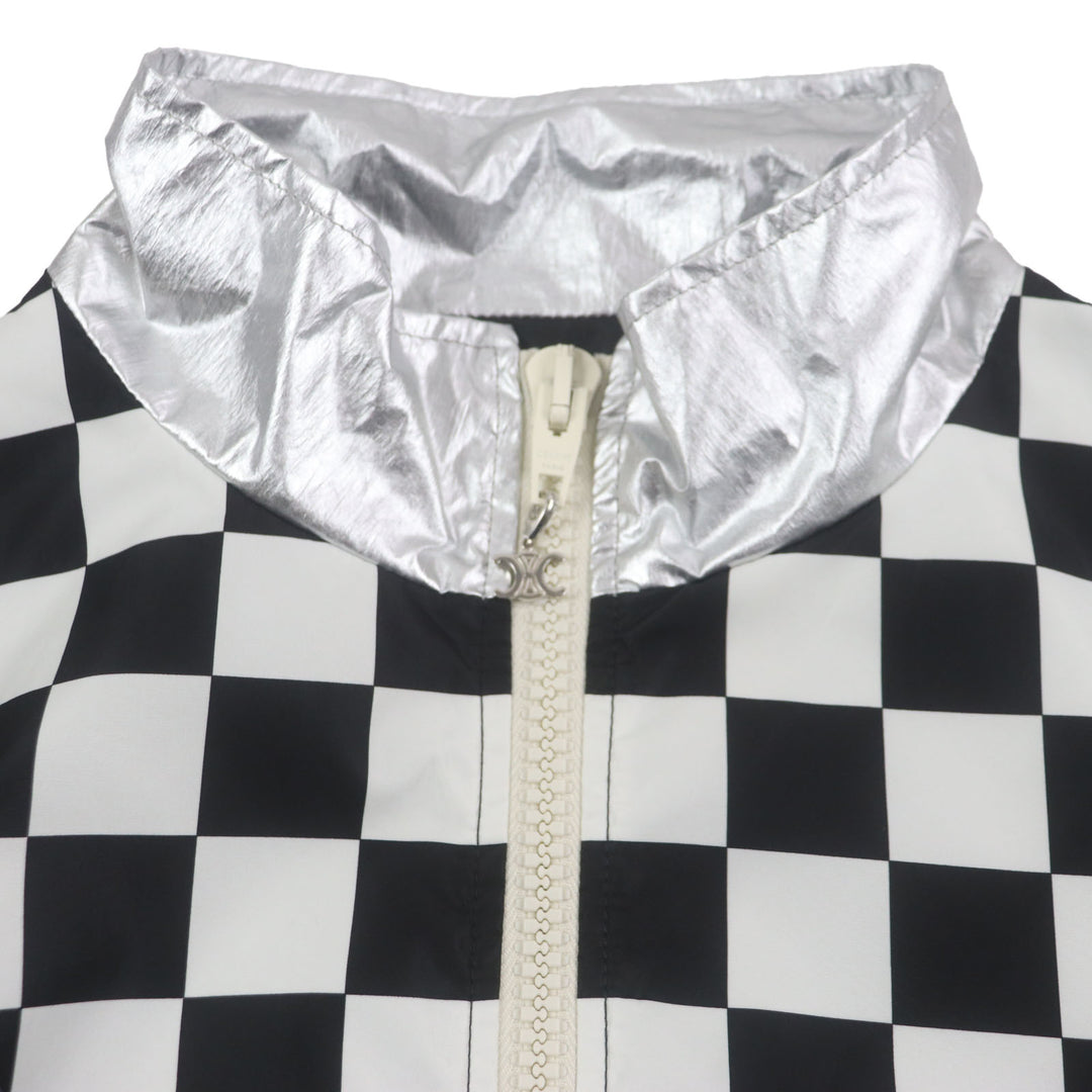 Excellent CELINE Blouson Loose Checkerboard Boule Silver 46 2W420819L