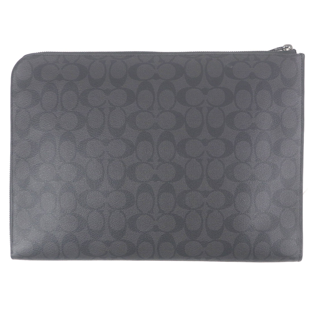 COACH Clutch bag Ethan Portfolio Signature Canvas Logo Silver Metal business bag