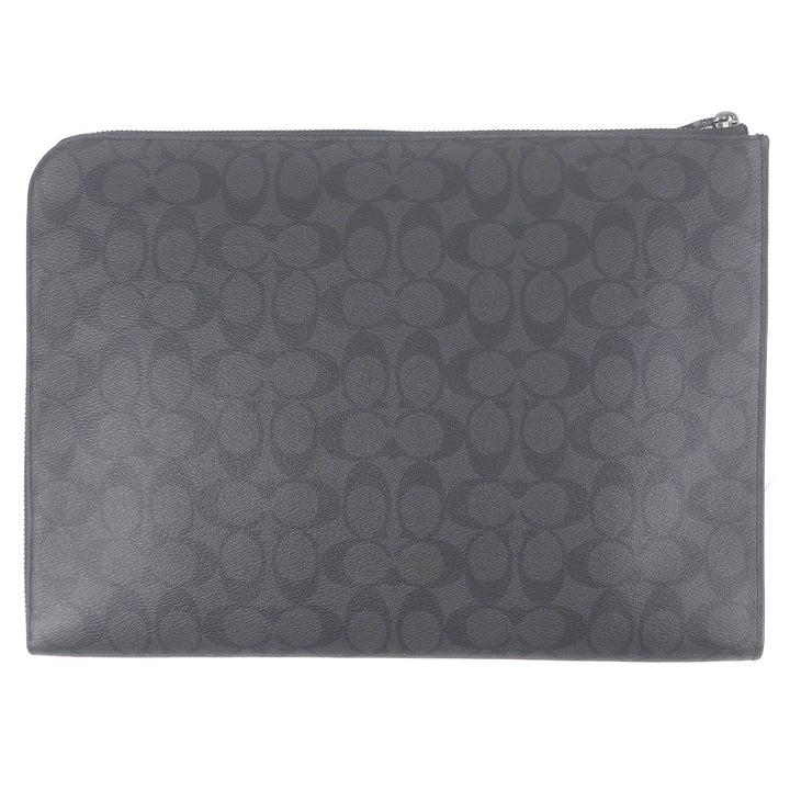 COACH Clutch bag Ethan Portfolio Signature Canvas Logo Silver Metal business bag