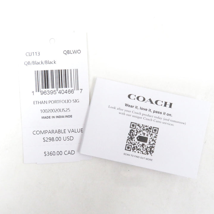 COACH Clutch bag Ethan Portfolio Signature Canvas Logo Silver Metal business bag