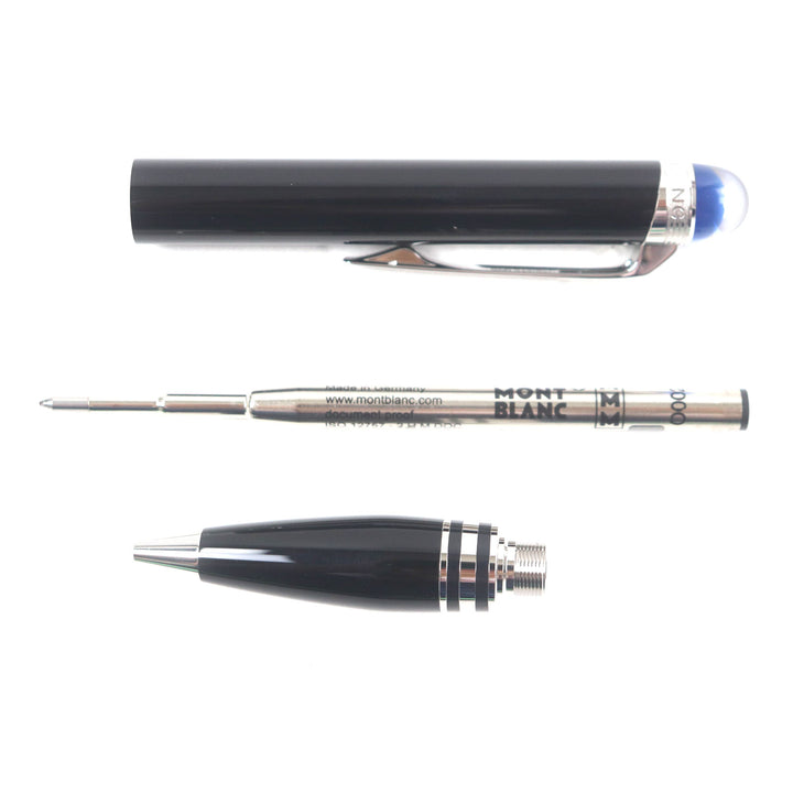 Excellent MONTBLANC Ballpoint pen Starwalker Blue Dome Twist Type Black Silver ー mens