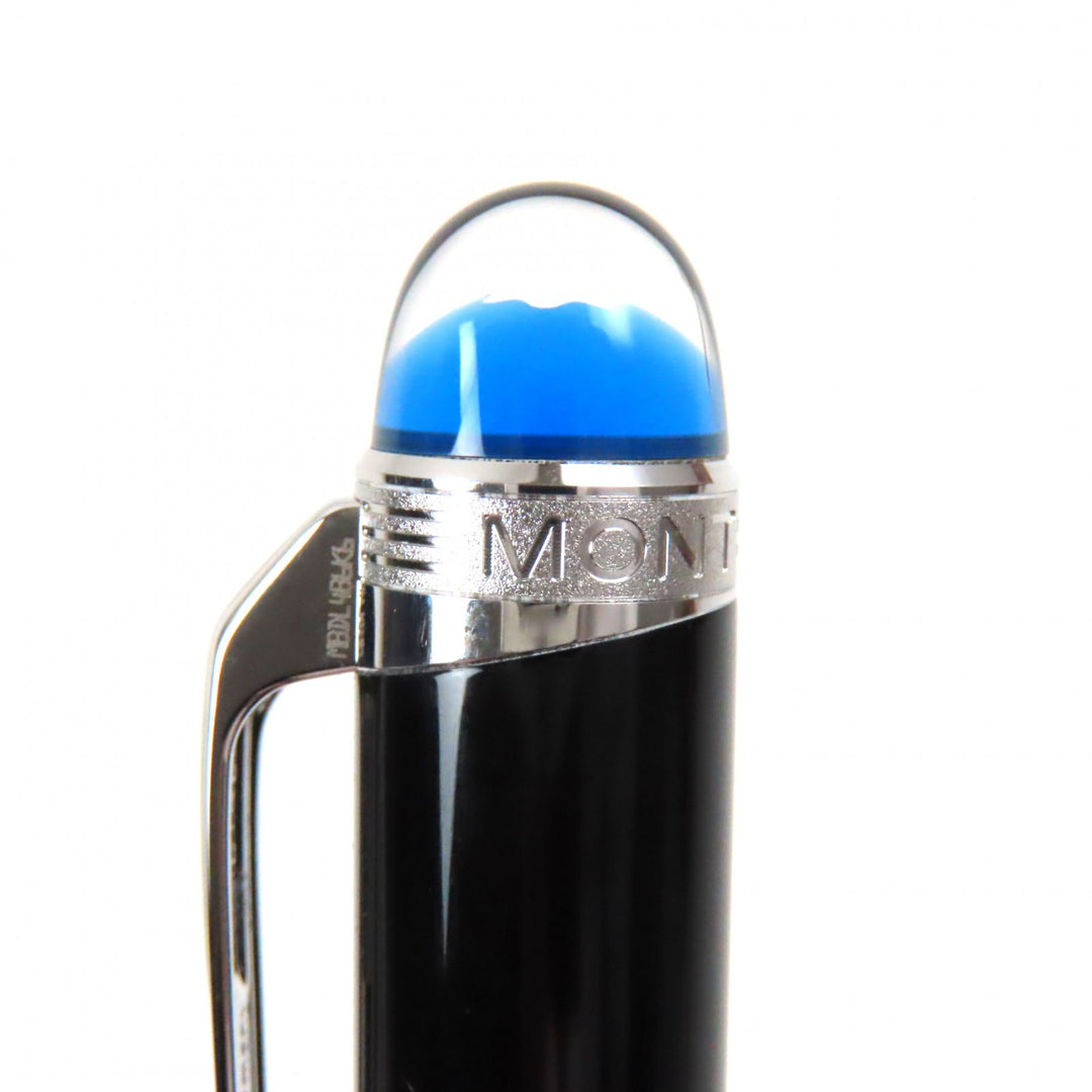 Excellent MONTBLANC Ballpoint pen Starwalker Blue Dome Twist Type Black Silver ー mens