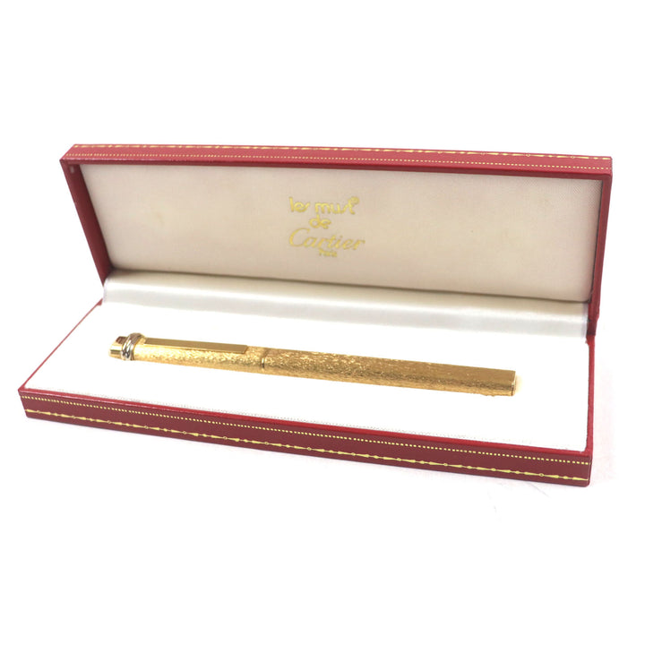 Excellent Cartier Ballpoint pen Trinity All-over pattern, cap style gold ー mens
