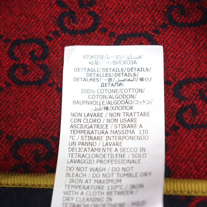 Excellent GUCCI coat GG jacquard gold button piping design half Navy red wool 44