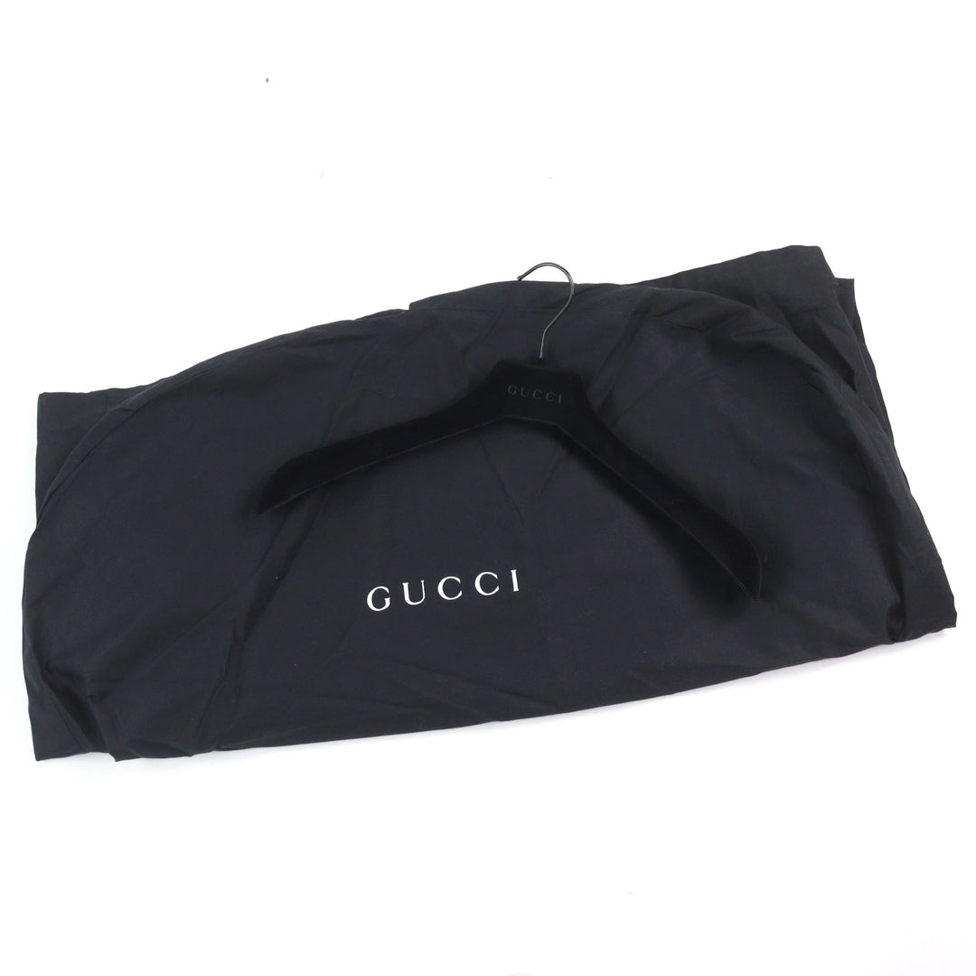 Excellent GUCCI coat GG jacquard gold button piping design half Navy red wool 44