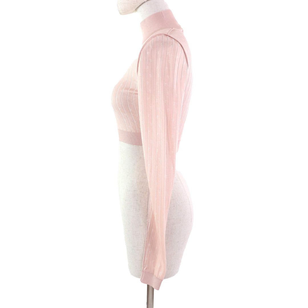 Excellent FENDI knit Cropped length High neck Long sleeves pink Rayon Women 36 FZX834