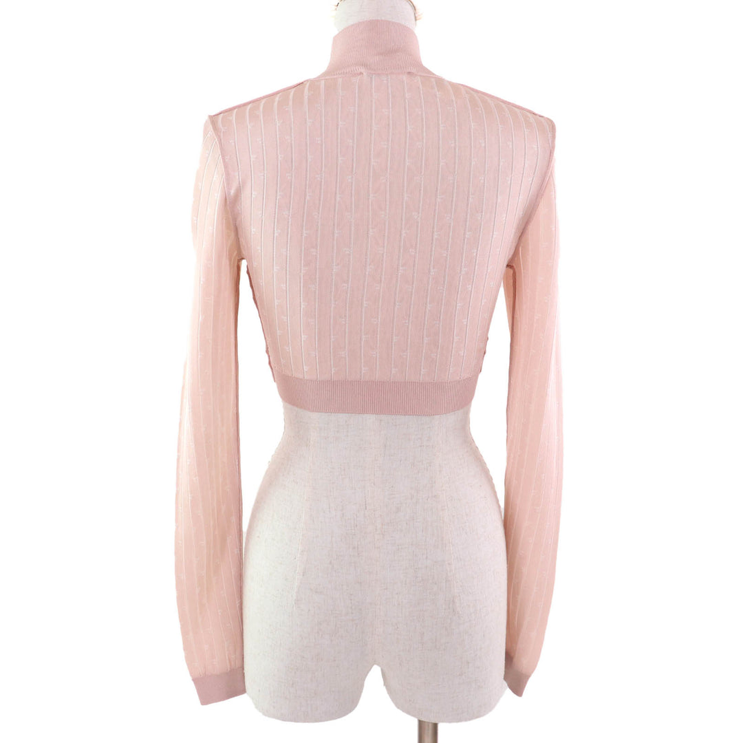 Excellent FENDI knit Cropped length High neck Long sleeves pink Rayon Women 36 FZX834