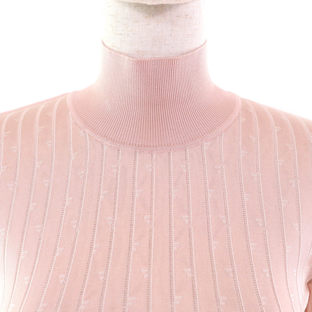Excellent FENDI knit Cropped length High neck Long sleeves pink Rayon Women 36 FZX834