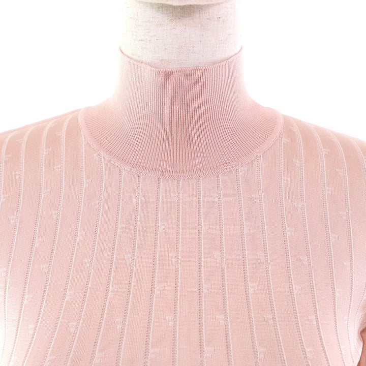 Excellent FENDI knit Cropped length High neck Long sleeves pink Rayon Women 36 FZX834