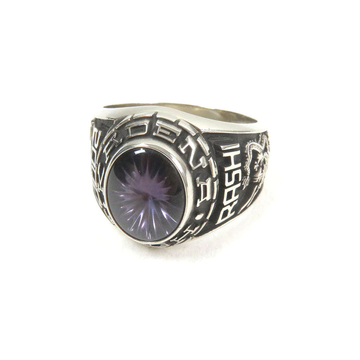 Excellent JOSTENS Ring 2000 Japan RASHI Accessories Silver Purple Stone SV925 mens