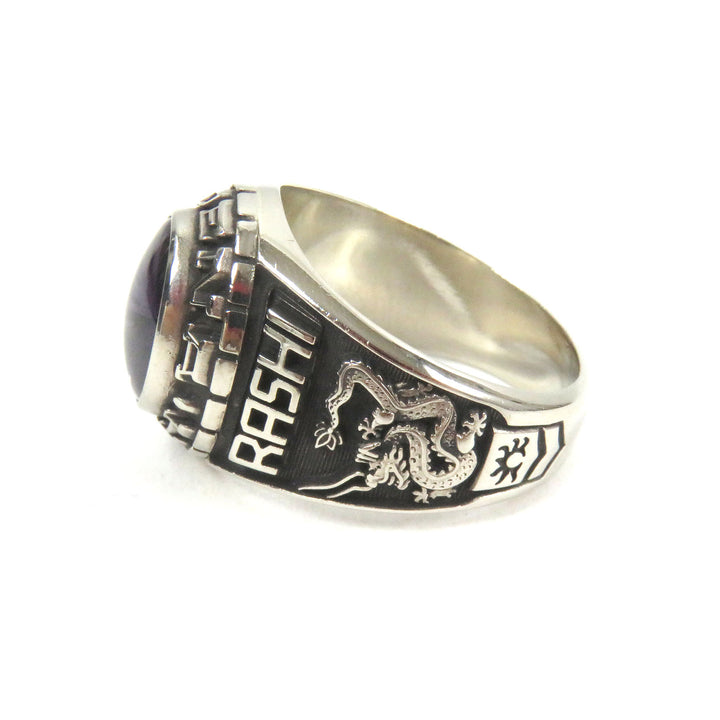 Excellent JOSTENS Ring 2000 Japan RASHI Accessories Silver Purple Stone SV925 mens