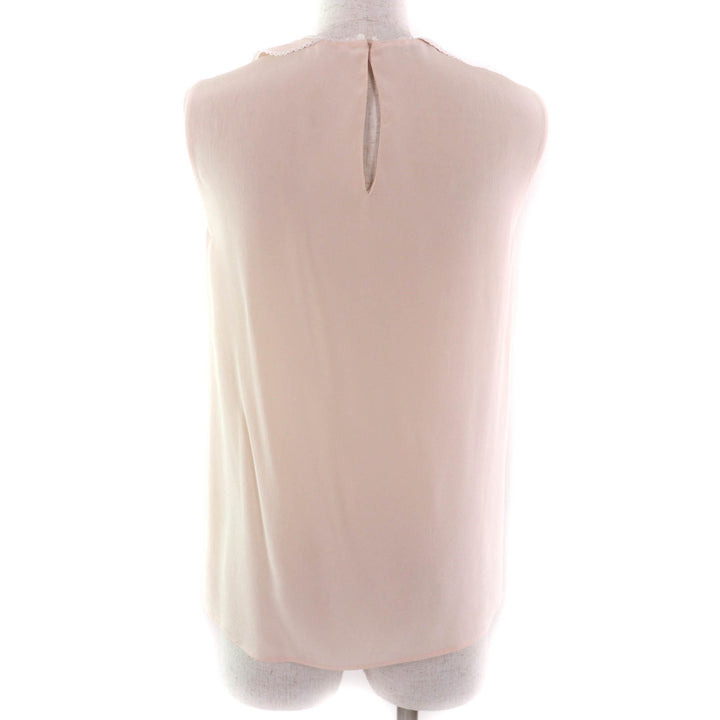 Excellent Miu Miu blouse Lace ribbon design sleeveless pink beige silk Women 36