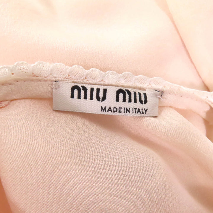Excellent Miu Miu blouse Lace ribbon design sleeveless pink beige silk Women 36