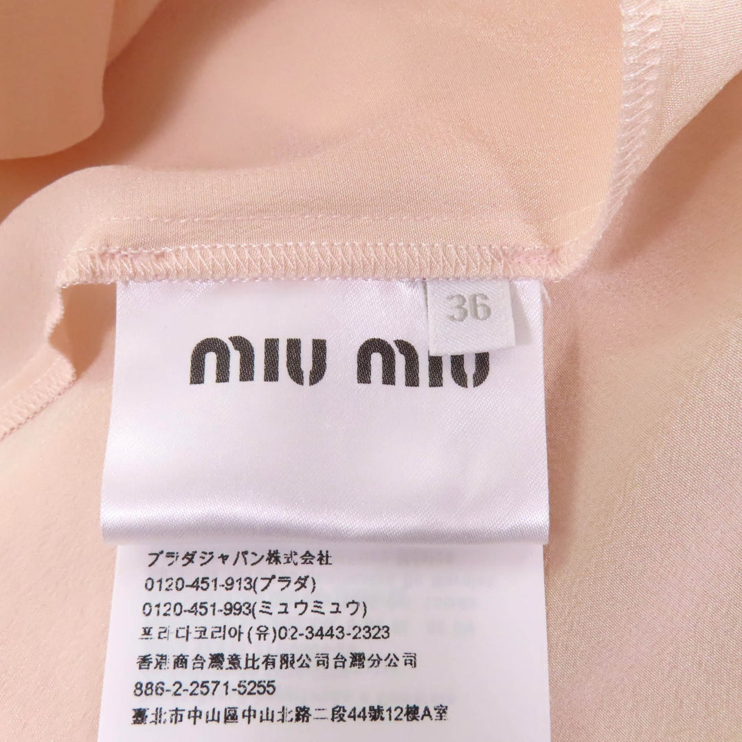 Excellent Miu Miu blouse Lace ribbon design sleeveless pink beige silk Women 36