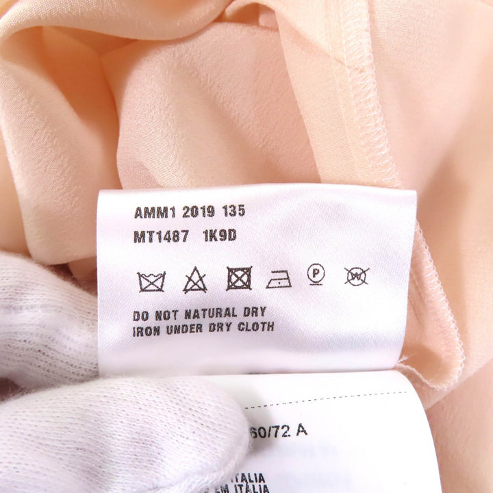 Excellent Miu Miu blouse Lace ribbon design sleeveless pink beige silk Women 36