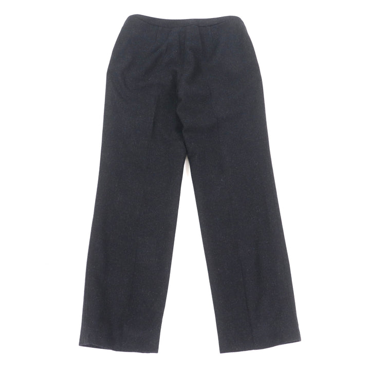 Excellent CHANEL Pants Logo button with center crease Charcoal gray wool Women 38 P59000