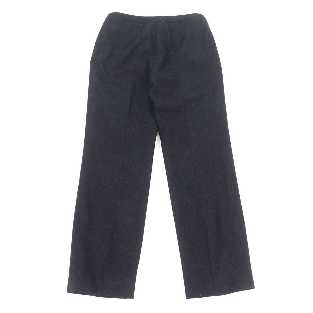 Excellent CHANEL Pants Logo button with center crease Charcoal gray wool Women