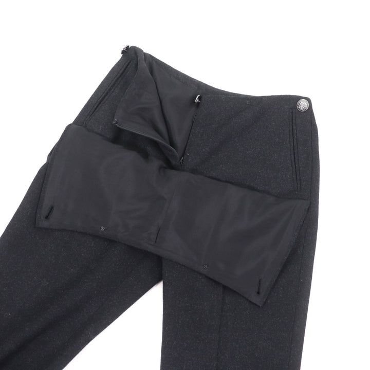 Excellent CHANEL Pants Logo button with center crease Charcoal gray wool Women