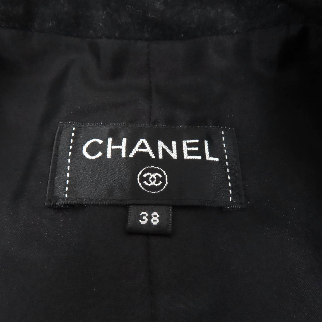Excellent CHANEL Pants Logo button with center crease Charcoal gray wool Women 38 P59000