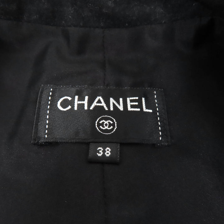 Excellent CHANEL Pants Logo button with center crease Charcoal gray wool Women