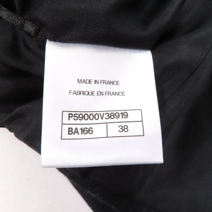 Excellent CHANEL Pants Logo button with center crease Charcoal gray wool Women