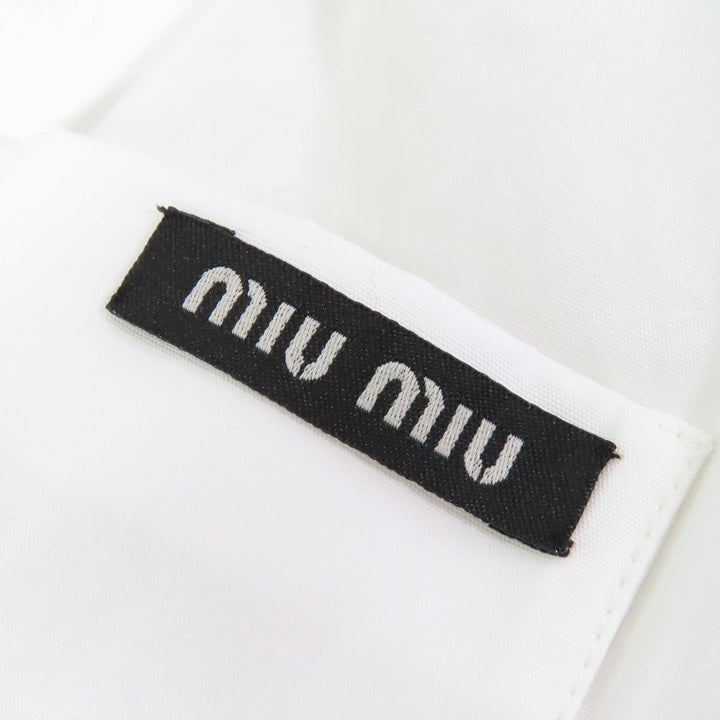 Pristine Miu Miu one piece Embroidered collar logo puff sleeve poplin dress 36