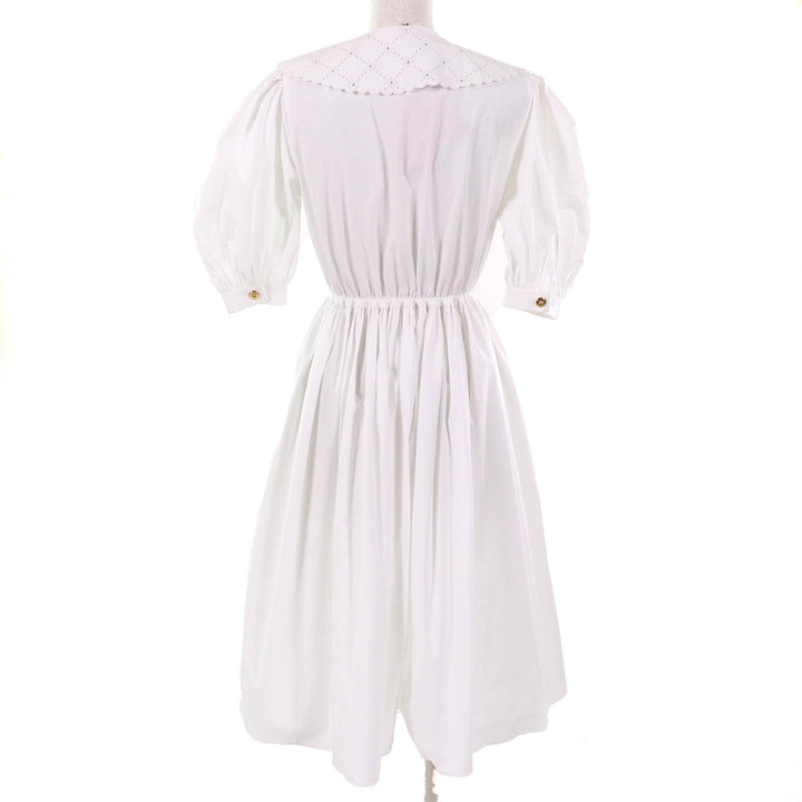 Pristine Miu Miu one piece Embroidered collar logo puff sleeve poplin dress 36