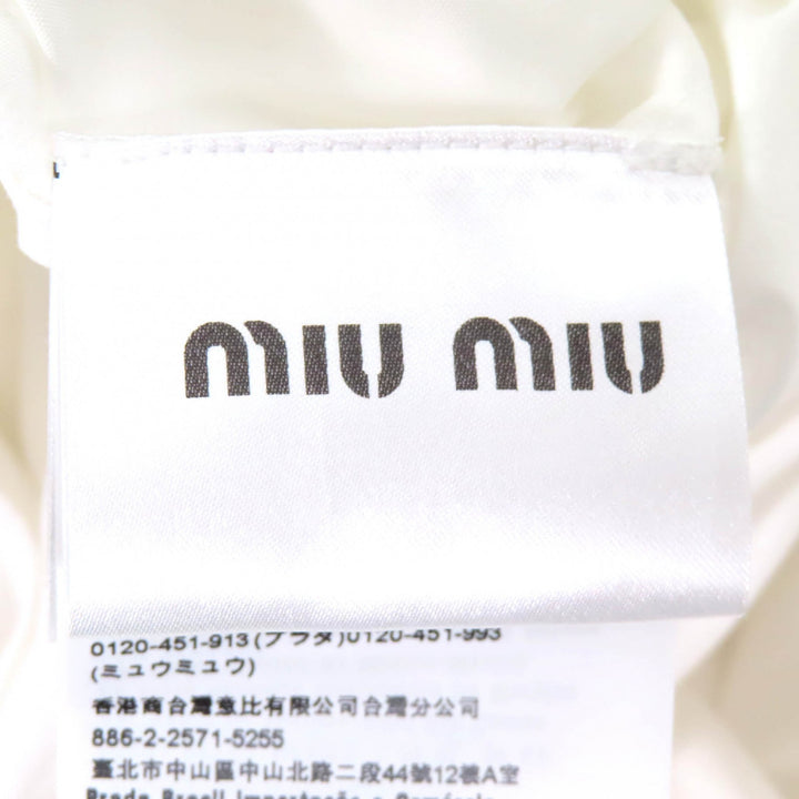 Pristine Miu Miu one piece Embroidered collar logo puff sleeve poplin dress 36