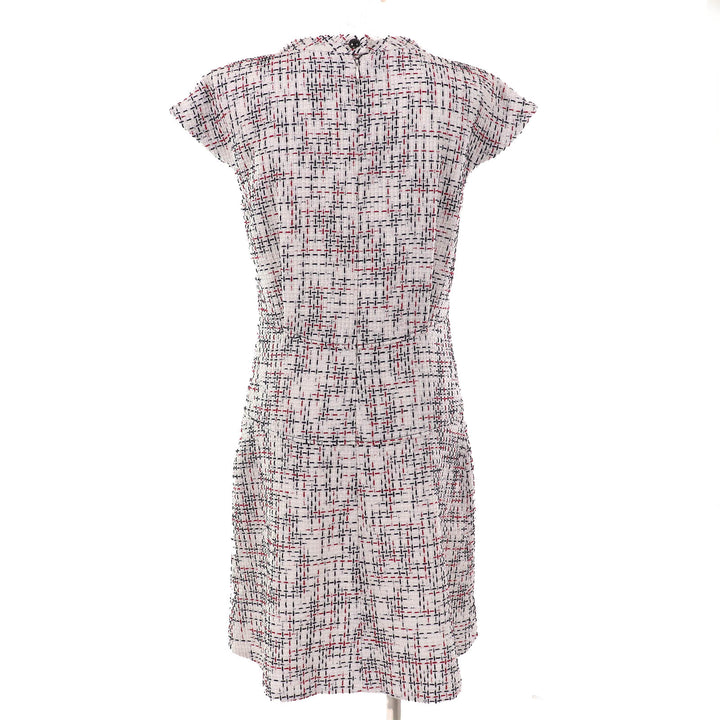 Excellent CHANEL one piece COCO Mark Button French Sleeve Tweed Ivory black red