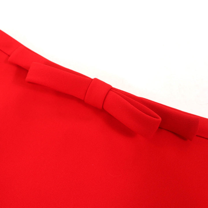 Pristine Miu Miu Mini skirt Ribbon Scalloped hem ROSSO red Triacetate Women 40
