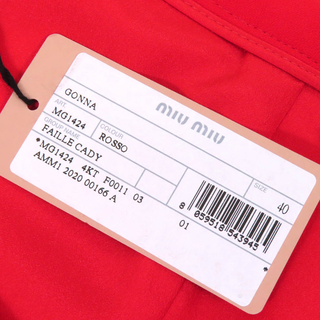 Pristine Miu Miu Mini skirt Ribbon Scalloped hem ROSSO red Triacetate Women 40