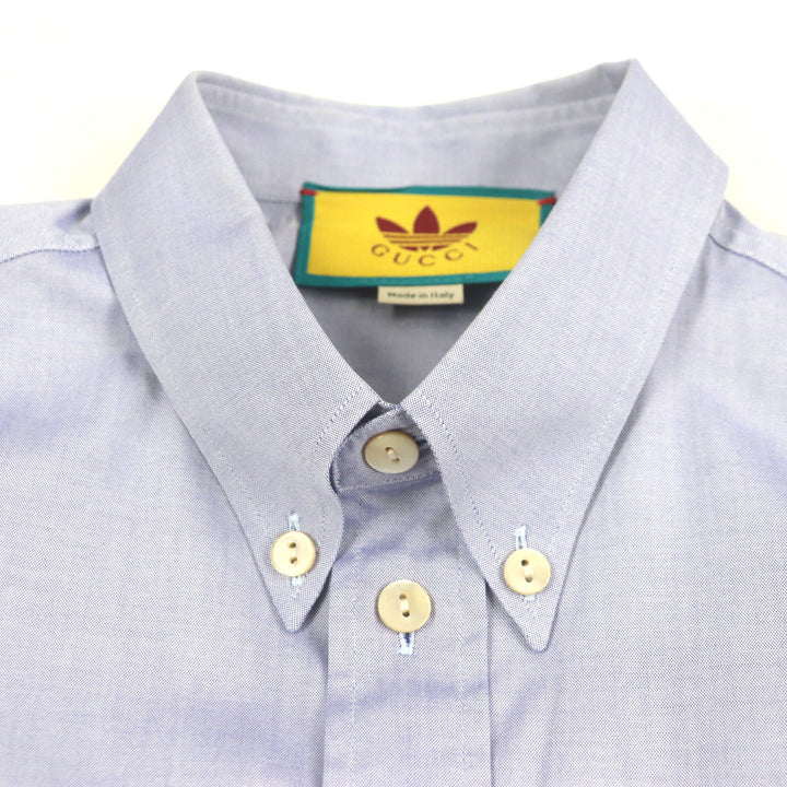 Excellent GUCCI×adidas Short sleeve shirt blue cotton mens 44 701360