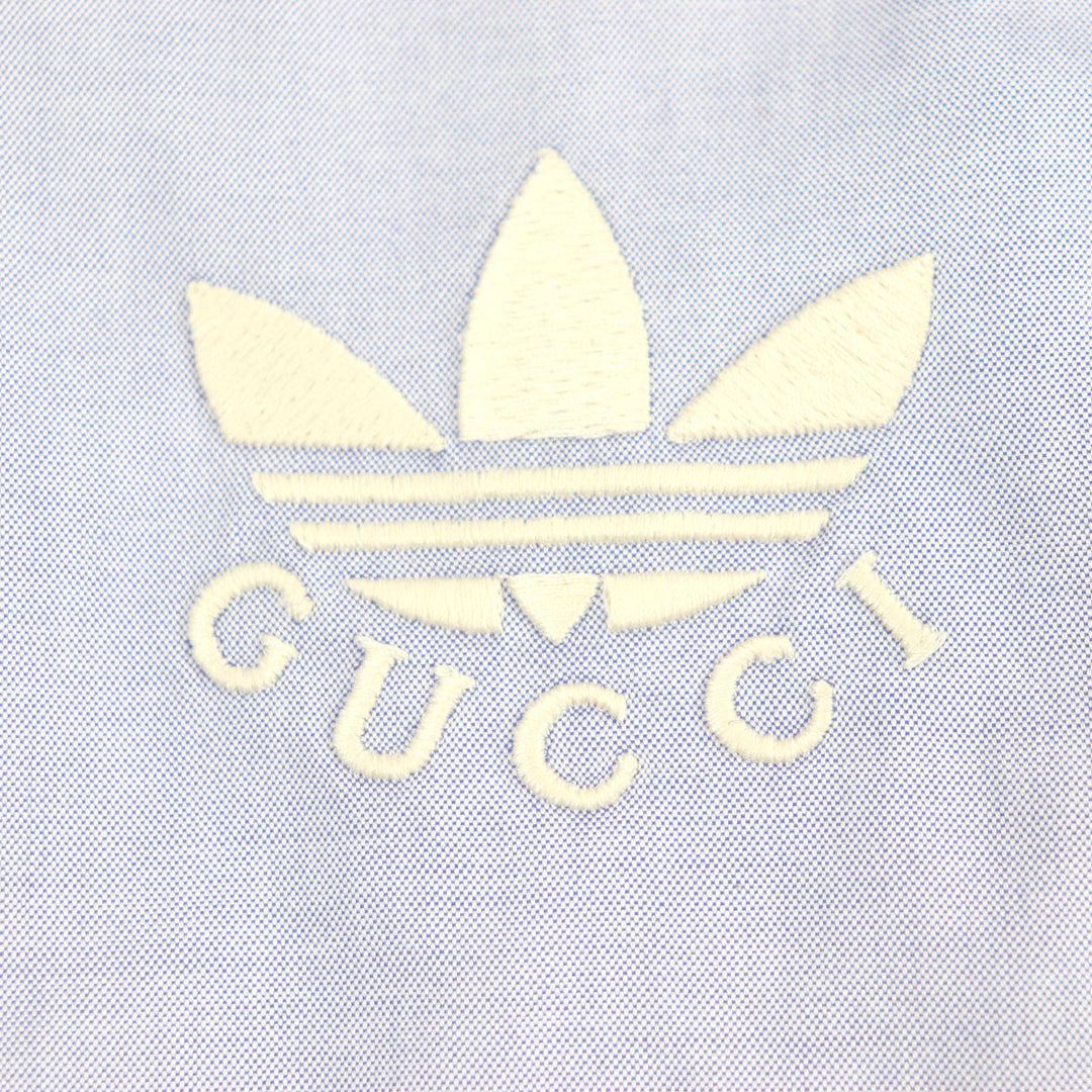 Excellent GUCCI×adidas Short sleeve shirt blue cotton mens 44 701360