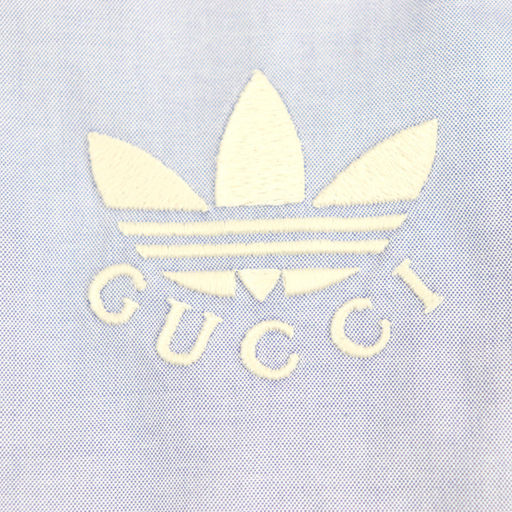 Excellent GUCCI×adidas Short sleeve shirt blue cotton mens 44 701360