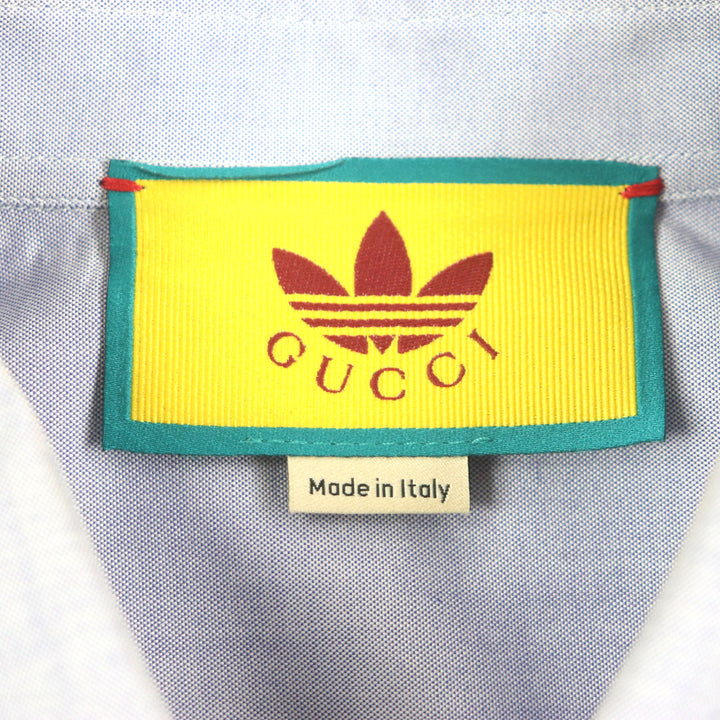 Excellent GUCCI×adidas Short sleeve shirt blue cotton mens 44 701360