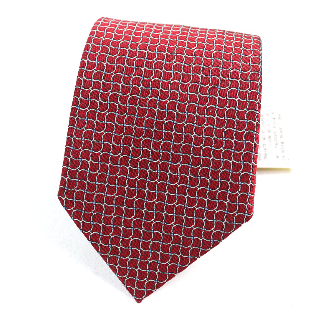 Pristine HERMES tie CRAVATE All-over print, H logo on lining Red series silk