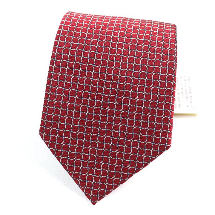 Pristine HERMES tie CRAVATE All-over print, H logo on lining Red series silk