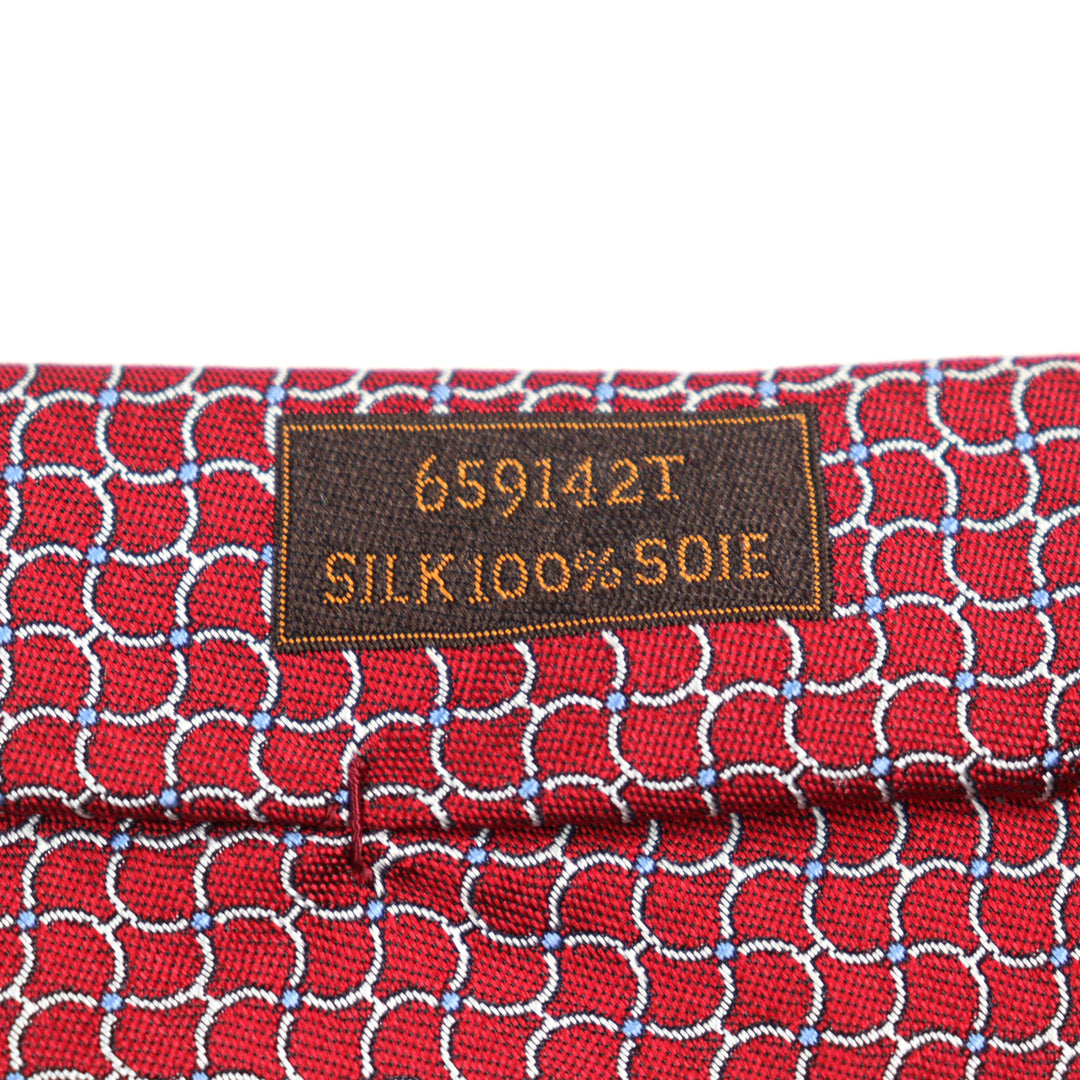 Pristine HERMES tie CRAVATE All-over print, H logo on lining Red series silk
