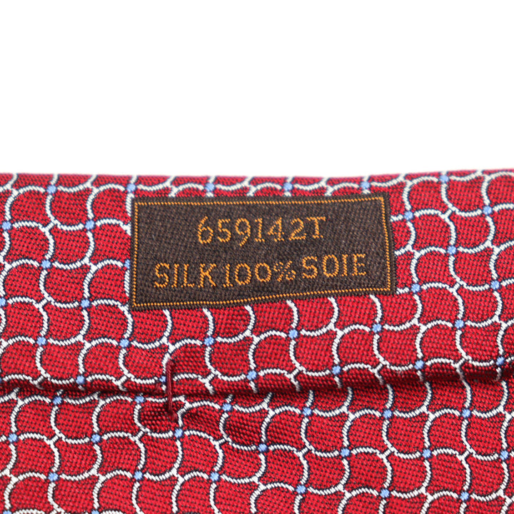 Pristine HERMES tie CRAVATE All-over print, H logo on lining Red series silk